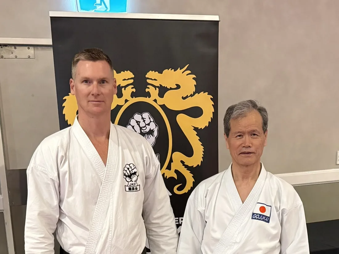Sensei Sam Siegers with a senior JKF Gojukai instructor at a Seiwakai seminar